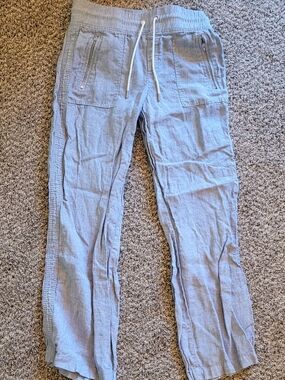 Athleta Light Blue Women's Drawstring Linen Blend Pants